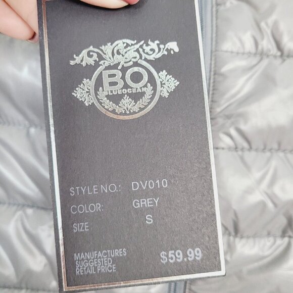 Vintage Blue Ocean Collection Puffer Vest Lightweight Liquid Gray Y2K Small NEW - Picture 7 of 9